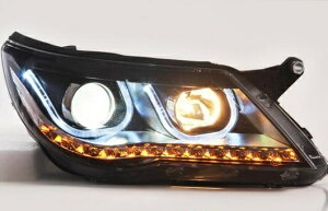 LED ヘッドランプ 適用: VW フォルクスワーゲン/VOLKSWAGEN ティグアン ヘッドライト 2010-2012 DRL H7 HID Q5 バイキセノン レンズ ロー 4300K〜8000K 35W・55W AL-HH-1163 Car parts
