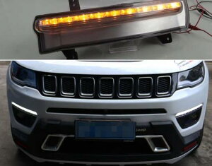 適用: ジープ/JEEP コンパス 2016 2017 2018 2019 ダイナミック ターンシグナル 防水 DRL 12V LED デイタイムランニングライト フォグランプ 装飾 AL-HH-1634 Car parts