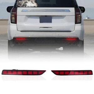 適用: シボレー/CHEVROLET サバーバン 2021 2022 2023 LED リア バンパー リフレクター テール ブレーキ ターンシグナルライト 2ピース スモーク ブラック・レッド SR-BB-5652 Exterior parts for cars