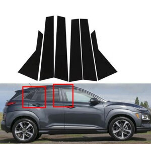 ピラー ポスト 適用: ヒュンダイ/現代/HYUNDAI コナ エンシノ カウアイ 2018 2019 2020 2021 2022 2023 ウインドウ トリム ドア サイド カバー ステッカー ピアノブラック SR-BB-8329 Exterior parts for cars