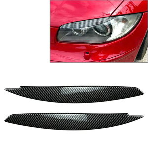 2ピース 装飾 トリム フロント ヘッドライト アイリッド アイブロー 適用: BMW 1シリーズ E81 E82 E87 E88 2008 2009 2010 2011 2012 2013 光沢ブラック・カーボン ブラック SR-BB-8431 Exterior parts for cars