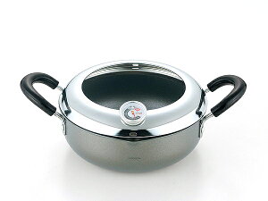��(���ɂ�) ���x�v�t�V�Ղ�痼�� 20cm EN-T20W Tempura pot with thermometer both hands