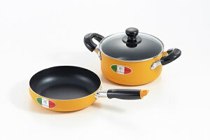 アンナ・ロッシ IH対応アルミ両手鍋&フライパンセット 18cm&20cm AR-195R(0001022) compatible aluminum double handed pot and frying pan set