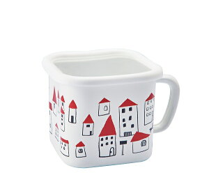 Plune. �z�[���[�}���`�X�N�G�A�|�b�g akaiyaneno YJ-823(0773149) Enamel multi square pot