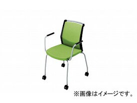ナイキ/NAIKI 会議用チェアー 肘掛付 4本脚キャスター付/背パット グリーン E291FC-GR 600×590×822mm Conference chair