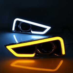_ LED fC^C jOCg DRL z_ VeB 2015 2016 CG[ J[ ]@\CG[ fCCg White and Yellow AL-BB-1344 AL Car plating parts