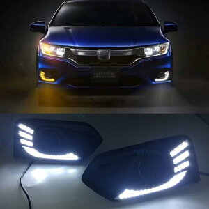 J[_ LED DRL VeB 2017 2018 fC^C jO tHOv CG[ J[ ] Jo[ @\ White and Yellow AL-BB-1349 AL Car plating parts