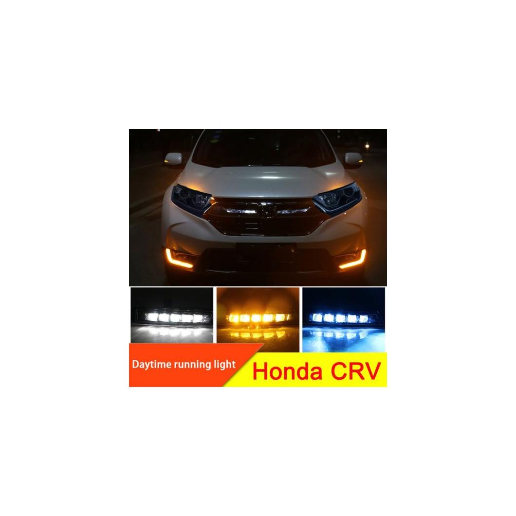 2PC LED デイタイム ライト DRL フォグランプ防水 ホンダ CRV CR-V 2017 2018 2019 FLASHIN AL-BB-1622 AL Car plating parts：オートパーツエージェンシー2号店