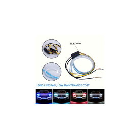 DRL LED デイタイムランニングライト オート ランプ シグナル ガイドストリップヘッドライトアセンブリ 2個 選べる4バリエーション Red To Yellow～Ice Blue Yellow 60CM (23.62 INCH ) AL-BB-1637 AL Car plating parts