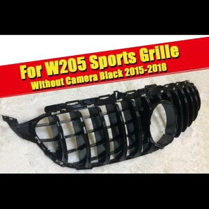W205 C63AMG C180 C200 C300 C350 Cクラス グリッド グリル ABS ブラック カメラホールなし 適用: メルセデスベンツ 15-18 タイプ001 AL-EE-0247 AL Exterior parts for cars