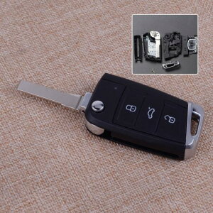 3 ボタン ブランク 折りたたみ フリップ キー ケース シェル フォブ アンカット ブレイド 適用: VW ゴルフ 7 MK7 2016 AL-FF-6878 AL Interior parts for cars