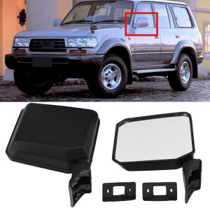 2ピース マットブラック リア ビュー ミラー 適用: トヨタ ランドクルーザー 70 75 78シリーズ 1985 2013 サイド ドア バックミラー ミラー W0 7771522 PR AL-II-4180 AL Exterior parts for cars