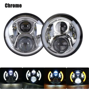 1ペア ランニング ライト 60W LED H4 7インチ エンジェルアイ H4 LED ヘッドライト 適用: ラーダ/LADA ニーヴァ 4X4 UAZ ハンター 2ピース クローム 45W・2ピース クローム 60W AL-KK-2507 AL Car parts