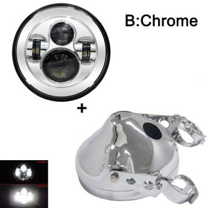 7インチ 80W ドット オートバイ ヘッドランプ エンジェル アイ LED ヘッドライト 7インチ シェル ハウジング ヘッドライト ブラケット 1セット 40W クローム AL-KK-2649 2輪 AL Motorcycle parts