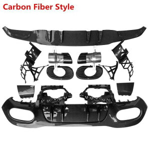 適用: 2019 メルセデス・ベンツ W177 ハッチバック AMG スタイリング A35 リア バンパー リップ ディフューザー マフラー エキゾースト チップ スプリッタ カーボンファイバー調 AL-MM-8234 AL Exterior