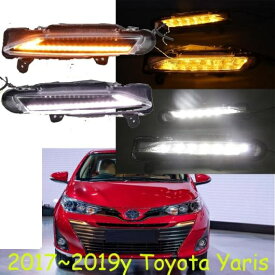 バンパー ヤリス ヴィッツ ヘッドライト 適用: デイタイム ライト 2017-2019 LED DRL ヘッドランプ ホワイト イエロー ターン トヨタ ヤリス ヴィッツ 2017-2019 オールインLED AL-OO-0146 AL Car light