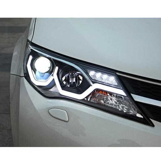 ヘッド ランプ ケース 適用: トヨタ RAV4 ヘッドライト 2013-2015 LED ヘッドライト DRL バイキセノン レンズ ハイ ロー ビーム パーキング フォグ ランプ 4300K～8000K AL-OO-8716 AL Car light：オートパーツエージェンシー2号店