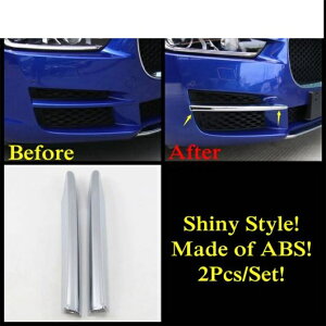 2ピース アクセサリー 適用: ジャガー/JAGUAR XE 2016-2019 ABS クローム/カーボンファイバー エクステリア バンパー フロント フォグランプ ライト ストリップ カバー 鏡面シルバー・カーボン調 AL-