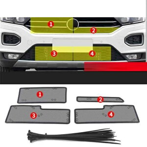 フロント 防虫 メッシュ ネット グリル 保護 モールディング カバー キット トリム アクセサリー エクステリア 適用: フォルクスワーゲン/VOLKSWAGEN T-ROC 2018-2021 タイプB AL-PP-1825 AL Exterior parts for