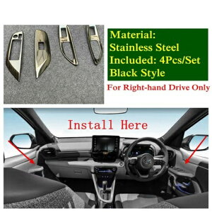 インナー ドア アームレスト ウインドウ リフト ボタン コントロール パネル カバー トリム 適用: トヨタ ヤリス ヴィッツ 2020 ブラック 右ハンドル車〜シルバー 左ハンドル車 AL-PP-2021 AL Interi
