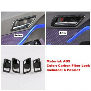 インナー ドア ハンドル ボウル 装飾 フレーム カバー トリム 適用: トヨタ C-HR CHR 2016-2022 インテリア アクセサリー カーボンファイバー タイプD AL-OO-9312 AL Interior parts for cars