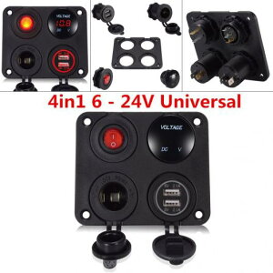 4 C 1 ABS 6-24 V bh LED fA USB |[g `[W[+dv+12V p[ \Pbg+I/It XCb` AL-RR-7696 AL Interior parts for cars