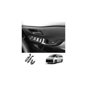 右ハンドル用 適用: トヨタ ヴォクシー 90シリーズ 2021 2022 2023 ABS カーボンファイバー インテリア アクセサリー 装飾 カバー トリム ウインドウ 1列目 2列目 ウインドウ スイッチ SR-AA-3556 Interio