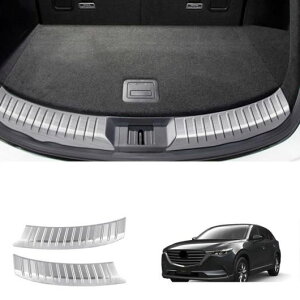 右ハンドル用 左ハンドル用 適用: マツダ CX9 CX-9 2022 2023 ブラック ブラシ インナー リア バンパー カバー トリム ペダル プロテクター ブラック ブラシ・シルバー ブラシ SR-AA-4563 Exterior parts fo