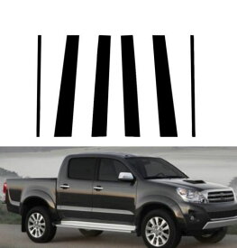 6ピース 光沢ブラック ピラー ポスト 適用: トヨタ ハイラックス 2015 2016 2017 2018 2019 2020 2021 ウインドウ 装飾 カバー ドア サイド トリム ステッカー ブラック SR-BB-7294 Exterior parts for cars
