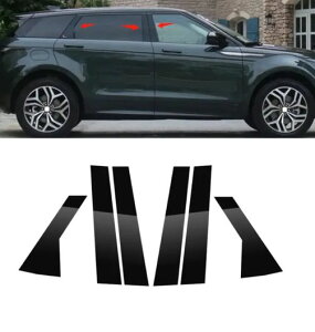 6ピース ピラー ポスト 適用: レンジローバー イヴォーク L538 2013-2018 ドア サイド ウインドウ トリム カバー デカール ステッカー ピアノブラック SR-BB-7582 Exterior parts for cars