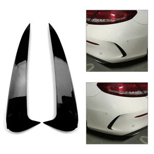 リア バンパー スプリッタ スポイラー カナード 通気口 装飾 トリム 適用: メルセデス ベンツ C-クラス クーペ C205 2015-2024 ブラック・カーボン SR-BB-7684 Exterior parts for cars