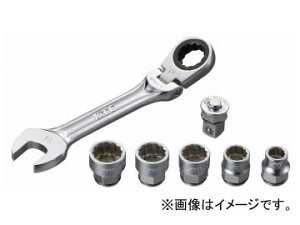 KTC ���`�F�b�g�߂��˗p�\�P�b�g�Z�b�g�i9.5sq.�h���C�u�p�A�_�v�^�t�j TBZ1407 Ratchet glasses socket set With drive angle adapter