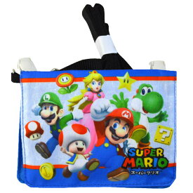 スーパーマリオ ショルダー付き マルチポシェット ブルー 肩から掛けたり、ポケットがない服にも付けられる MBS866A Super Mario shoulder multi pochette