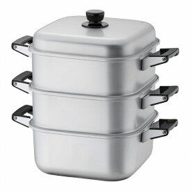 アカオ(AKAO) アルマイト角型蒸器 28cm 二重 AMS71282 Anodized square steamer