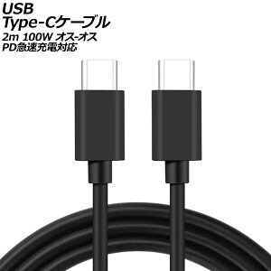 USB Type-Cケーブル ブラック 2m 100W シリコン素材 オス-オス PD急速充電対応 AP-UJ0988-BK-2M cable
