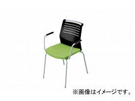 ナイキ/NAIKI 会議用チェアー 肘掛付 4本脚/背ヌード グリーン E291-GR 600×570×822mm Conference chair