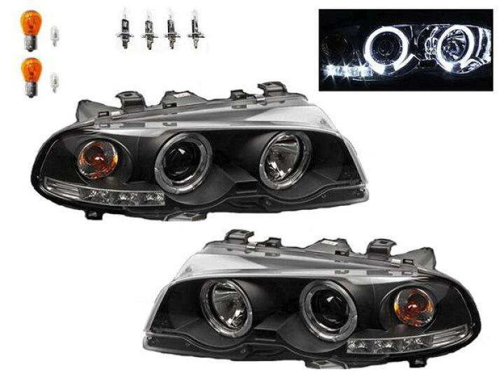 楽天市場】送料無料 ヘッドライト BMW 325 E46クーペ用 ブラック LED 