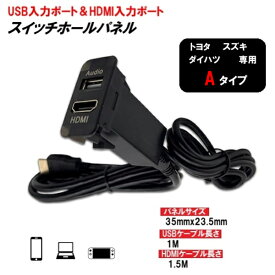 トヨタ スズキ ダイハツ Aタイプ USB入力 HDMI入力 スイッチパネル 35mmx23.5mm USB HDMI オーディオ 中継 ケーブル ポート 定形外無料
