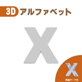 3D エンブレム 【X】 数字 文字 クロームメッキ 単品 車 バイク 金属 立体 両面テープ ステッカー シール 送込