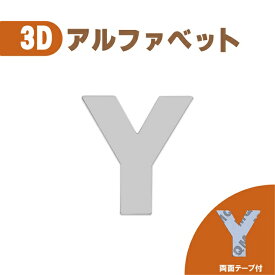 3D エンブレム 【Y】 数字 文字 クロームメッキ 単品 車 バイク 金属 立体 両面テープ ステッカー シール 送込