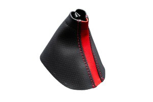 グラージオGR86 ZN8 6MT車専用 ストライプ シフトブーツ 赤革パンチング×黒革ストライプ×グレーステッチ