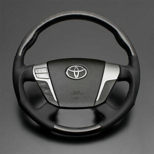 フェガーリクラウンハイブリッド 200系 ハイグレード ステアリング マホガニー調黒木目×ダークグレーレザー ガングリップ (アル&ヴェル 20系後期純正近似色)