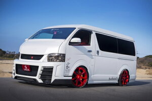 ギブソンハイエース 200系 4型 ワイドボディ GRAFAM Gren フロントバンパー EURO (アンダーリップ:カーボン製) 単色塗装済 (2JZ) ノーブルパールトーニング2