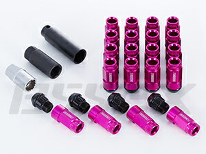 エセックスCRS シーアールエス (M12×P1.5) 2ピースシェルナット ミドル/ローレット アダプターポーチ付 6穴用(24本入り) ピンク