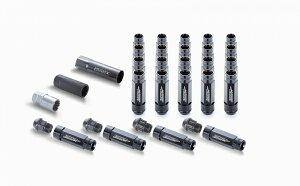 エセックスCRS シーアールエス (M12×P1.25) 2ピースシェルナット ロング/ローレット アダプターポーチ付 5穴用(20本入り) ブラック