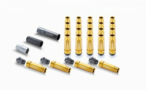 エセックスCRS シーアールエス (M12×P1.25) 2ピースシェルナット ロング/ローレット アダプターポーチ付 6穴用(24本入り) ゴールド