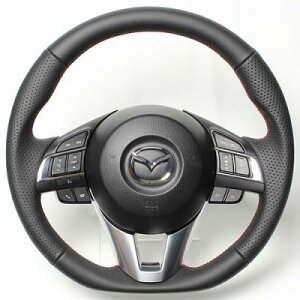 レアルCX-5 KE 2012/2〜2017/2 ステアリング オールレザー レッド×ブラック ユーロステッチ