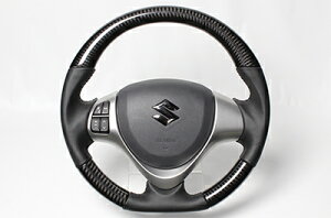 レアルジムニー JB23W 10型〜 2014/8〜 ステアリング ブラックカーボン ブラックステッチ