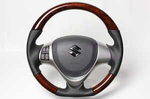 レアルジムニー JB23W 10型〜 2014/8〜 ステアリング ブラウンウッド ブラックステッチ