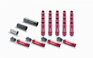 エセックスCRS シーアールエス (M12×P1.25) 2ピースシェルナット ロング/ローレット アダプターポーチ付 6穴用(24本入り) レッド